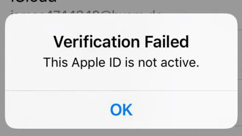 پیغام اپل آیدی اکتیو نیست